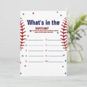 Invitation Baseball what in the bag Baby shower game Card (Debout devant)