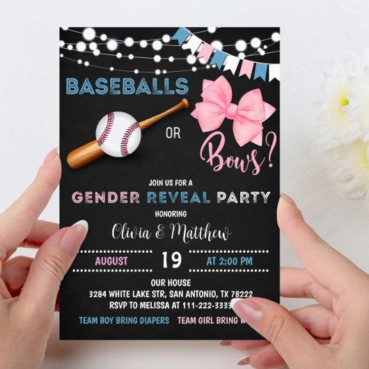 Invitation Baseballs ou arcs Parti de révélation de genre