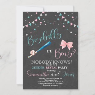 Invitation Baseballs ou Bows Genre Revevela Party