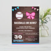 Invitation Baseballs ou Bows Genre Revevela Party (Debout devant)