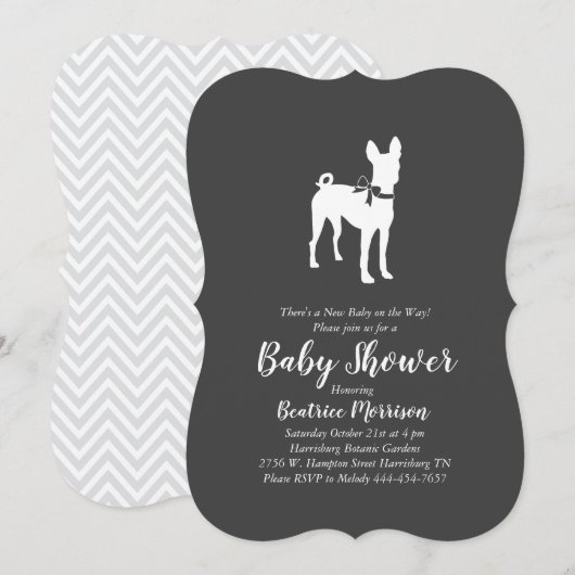 Invitation Basenji Baby shower chien neutre (Devant / Derrière)