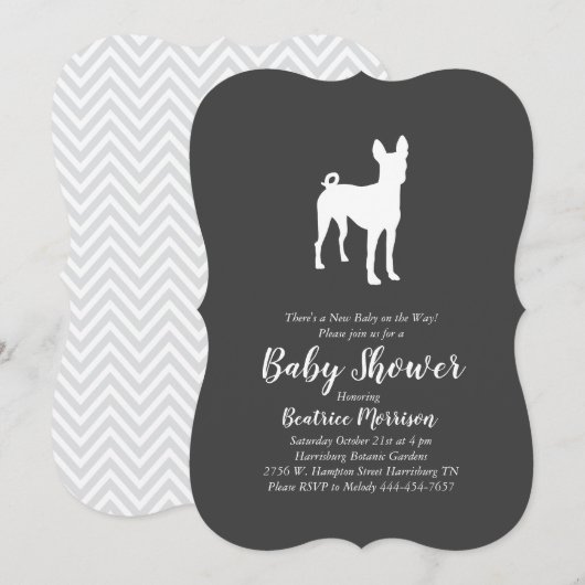 Invitation Basenji Baby shower chien neutre (Devant / Derrière)
