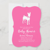 Invitation Basenji Chien Baby shower fille rose (Devant)