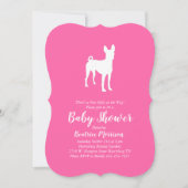 Invitation Basenji Chien Baby shower fille rose (Devant)