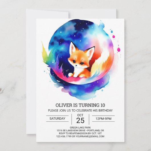 Invitation Bash Anniversaire de enfant numérique Foxes (Devant)