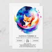 Invitation Bash Anniversaire de enfant numérique Foxes (Devant / Derrière)