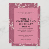 Invitation Bash d'anniversaire hivernal ONEderland personnali (Devant / Derrière)