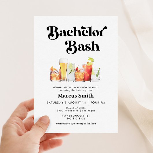 Invitation Bash de Bachelor Style Rétro Vintage