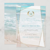 Invitation Bash de Future Mariée |  Mariage de plage à monogr (Devant / Derrière)