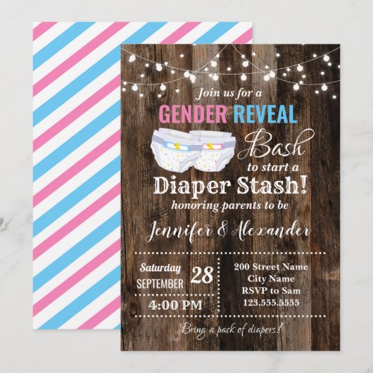 Invitation Bash de la révélation de genre pour démarrer un ta (Devant / Derrière)