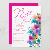 Invitation Bash de mariage Fleurs Colorées (Devant / Derrière)