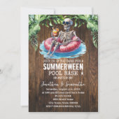 Invitation Bash de piscine tropical de Summerween squelette (Devant)