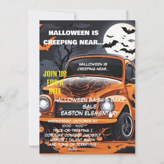 Invitation Bash Halloween sur la Lune avec Orange  (Devant)