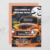 Invitation Bash Halloween sur la Lune avec Orange  (Devant / Derrière)