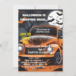 Invitation Bash Halloween sur la Lune avec Orange