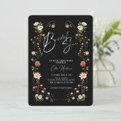 Invitation Bash nuptial Fleur sauvage rustique (Debout devant)