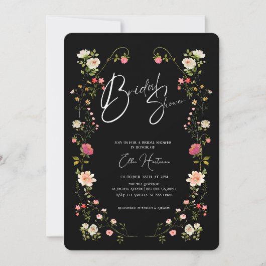 Invitation Bash nuptial Fleur sauvage rustique (Devant)