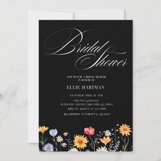Invitation Bash nuptial Fleur sauvage rustique (Devant)