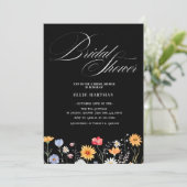 Invitation Bash nuptial Fleur sauvage rustique (Debout devant)