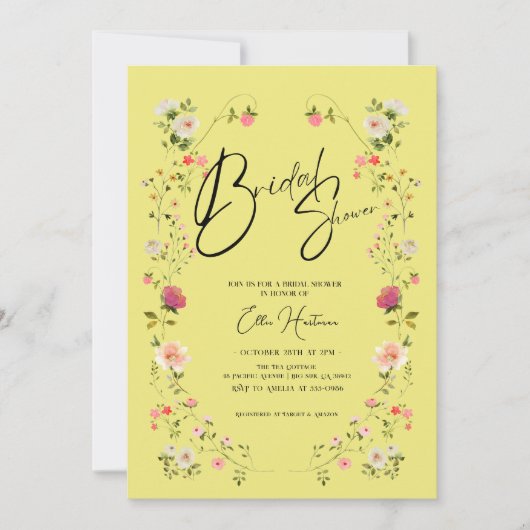 Invitation Bash nuptial Fleur sauvage rustique (Devant)