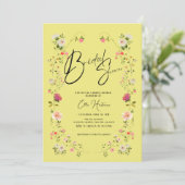 Invitation Bash nuptial Fleur sauvage rustique (Debout devant)
