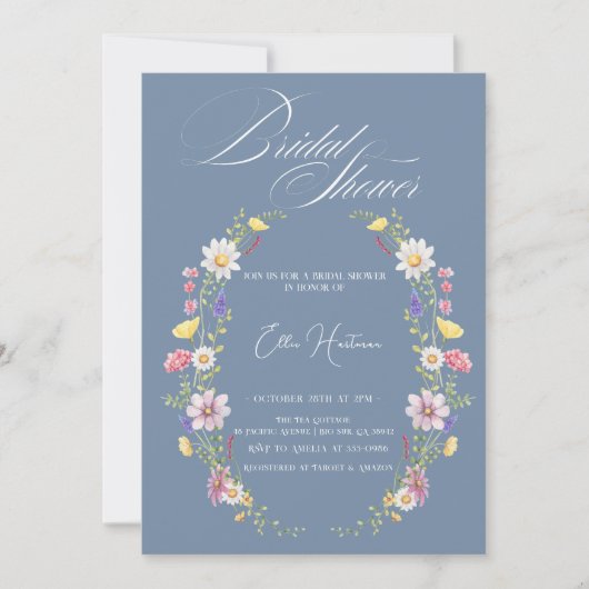 Invitation Bash nuptial Fleur sauvage rustique (Devant)