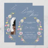Invitation Bash nuptial Fleur sauvage rustique (Devant / Derrière)