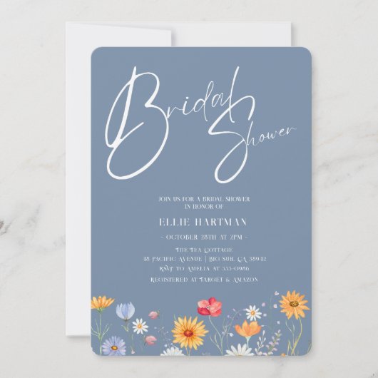 Invitation Bash nuptial Fleur sauvage rustique (Devant)