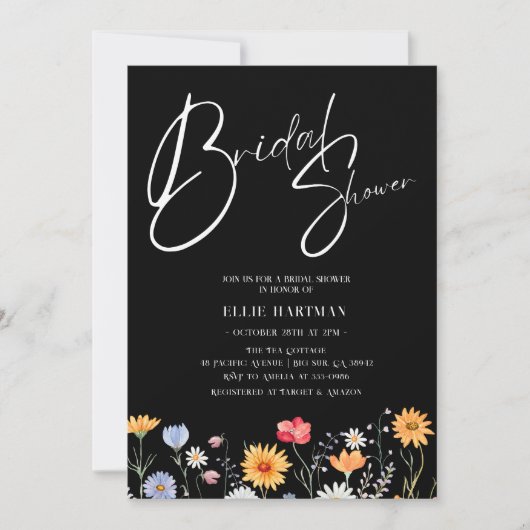 Invitation Bash nuptial Fleur sauvage rustique (Devant)