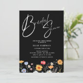 Invitation Bash nuptial Fleur sauvage rustique (Debout devant)