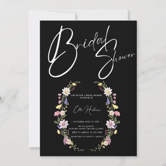 Invitation Bash nuptial Fleur sauvage rustique (Devant)