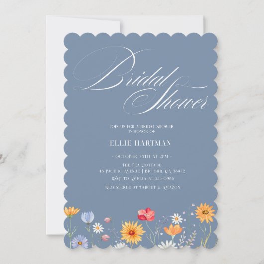 Invitation Bash nuptial Fleur sauvage rustique (Devant)