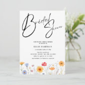 Invitation Bash nuptial Fleur sauvage rustique (Debout devant)