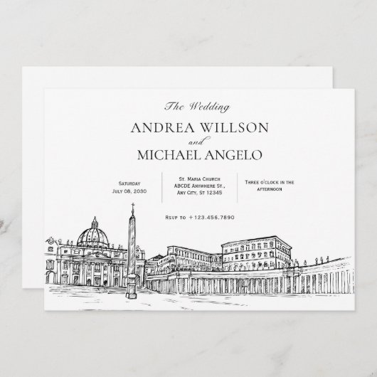 Invitation Basilique Saint-Pierre mariage (Devant / Derrière)