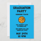 Invitation Basket-ball 3 Photo Collage Bleu clair Graduation (Dos)