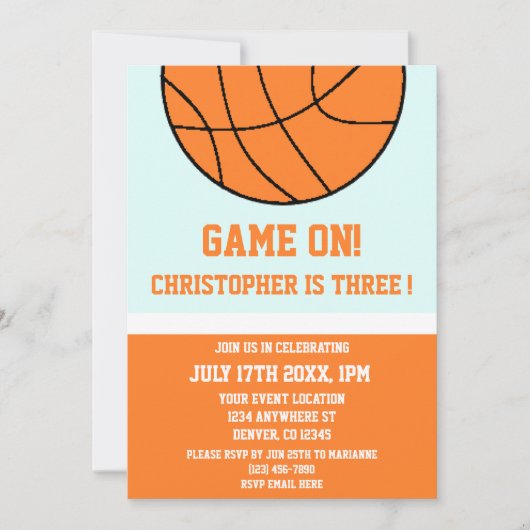 Invitation Basket-ball 3e anniversaire (Devant)