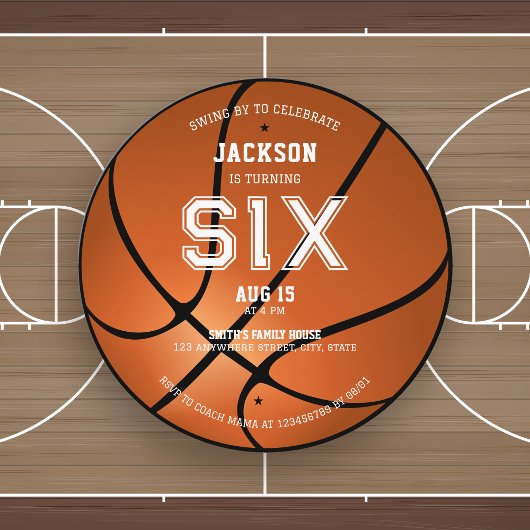 Invitation Basket-ball Anniversaire N'importe quel âge ronde