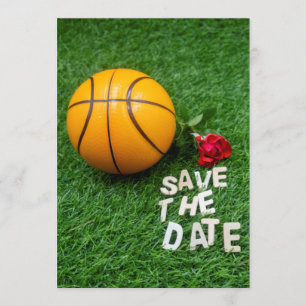 Invitation Basket-ball aux roses rouges sauvez la date