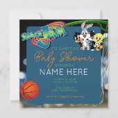Invitation Basket-ball Cartoon Space Baby shower bleu vert (Devant)