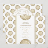 Invitation basket-ball doré motif (Devant / Derrière)