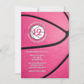 Invitation basket-ball féminin rose (Devant)