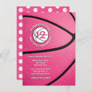 Invitation basket-ball féminin rose
