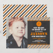 Invitation Basket-ball hotte photo de garçon à la fête d'anni (Devant / Derrière)