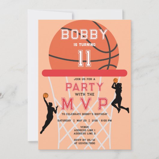 Invitation Basket-ball Jumpman Peach Fuzz Femme Anniversaire (Devant)