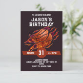 Invitation Basket-ball moderne feu anniversaire  (Debout devant)