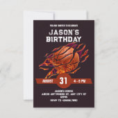 Invitation Basket-ball moderne feu anniversaire  (Devant)
