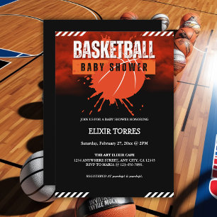 Invitation Basket-ball moderne Orange Ball Baby shower
