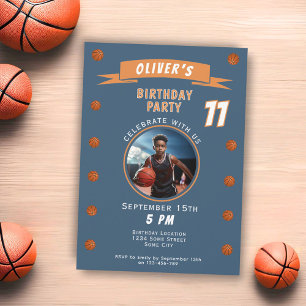 Invitation Basket-ball moderne Sports Anniversaire Photo