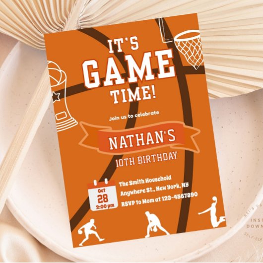 Invitation Basket-ball N'importe quel âge Anniversaire Sports