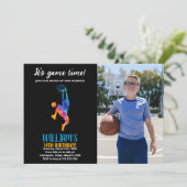 Invitation Basket-ball noir bleu orange Anniversaire avec pho (Debout devant)